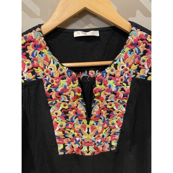 KIRUNDO‎ Womens 2024 Summer Mini Dress SZ M Embroidered Boho Baby Doll Elegant - Picture 5 of 10